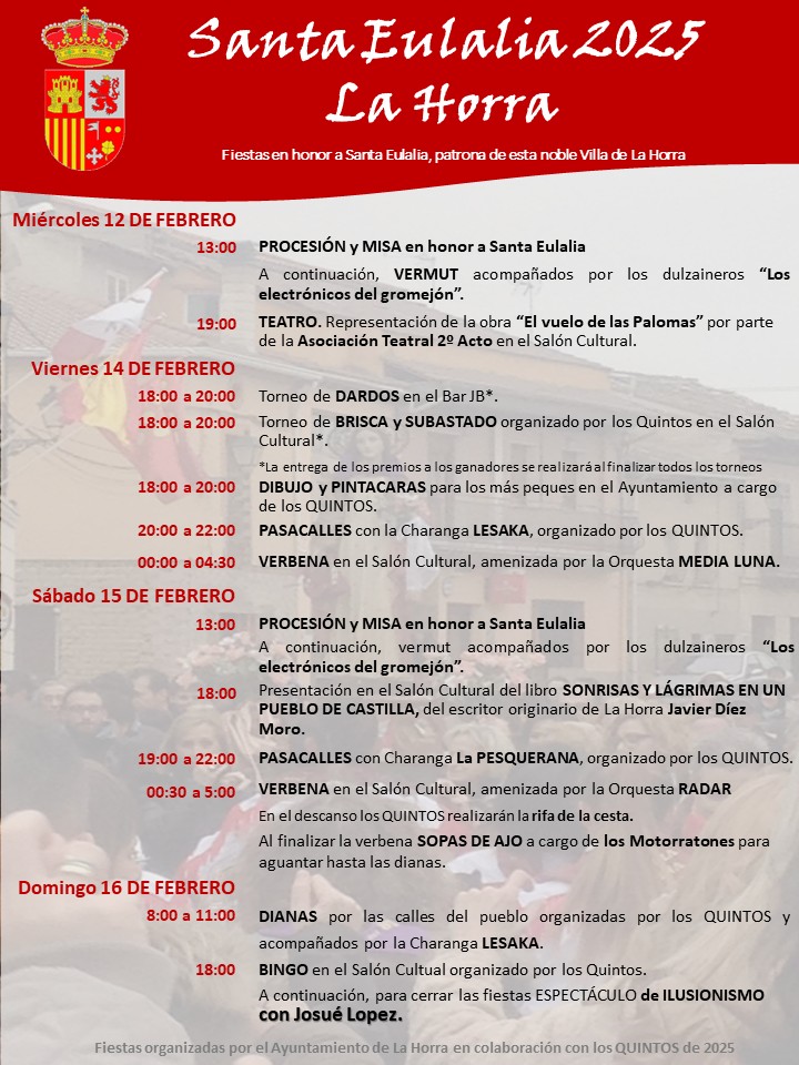 FIESTAS EN HONOR A LA PATRONA DE LA HORRA 2025